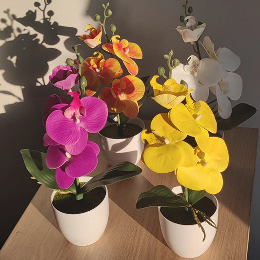 Butterfly Orchid Artificial Potted Plant Desk Vase